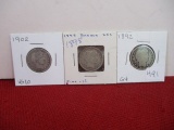 1800's-1900's Barber Silver Quarter Dollars-Lot of 3