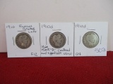 1900's Barber Silver Quarter Dollars-Lot of 3