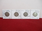 1900's Barber Silver Quarter Dollars-Lot of 4