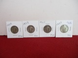 1920's Standing Liberty Silver Quarter Dollars-Lot of 4
