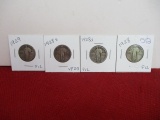 1920's Standing Liberty Silver Quarter Dollars-Lot of 4