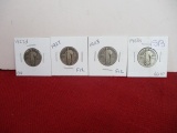 1920's Standing Liberty Silver Quarter Dollars-Lot of 4