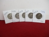 1920's Standing Liberty Silver Quarter Dollars-Lot of 5