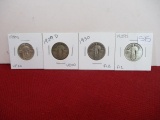 1920's-1930's Standing Liberty Silver Quarter Dollars-Lot of 4