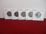 1920's-1930's Standing Liberty Silver Quarter Dollars-Lot of 5