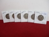1920's-1930's Standing Liberty Silver Quarter Dollars-Lot of 6