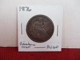 1876 with Rainbow Color Seated Silver Half Dollar Coin