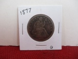 1877 Seated Silver Half Dollar Coin-A