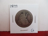 1877 Seated Silver Half Dollar Coin-B