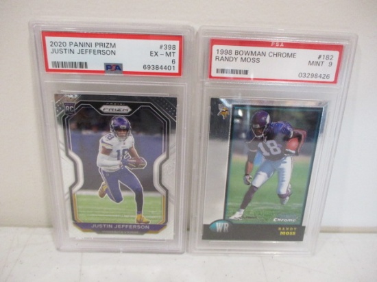 PSA Graded Randy Moss and Justin Jefferson Trading Cards