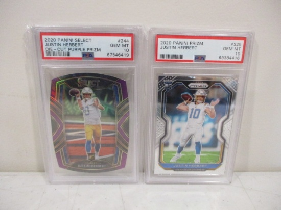 PSA Graded Justin Herbert Trading Card Pair