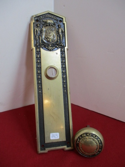 Forward Wisconsin Solid Brass Embossed Door Handle and Ascussion Plate