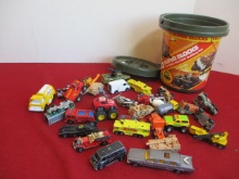 Tyco Super Building Blocks Container Full of Die Cast Cars + More