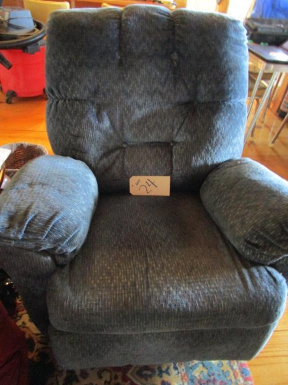 Blue upholstered rocker recliner