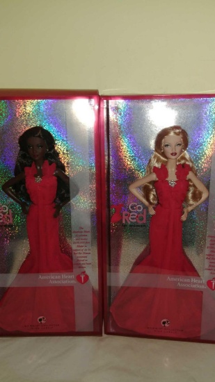 Lot of 2 American Heart Association Go Red Barbies. Lot of 2 Barbie 50th anniversary Barbies