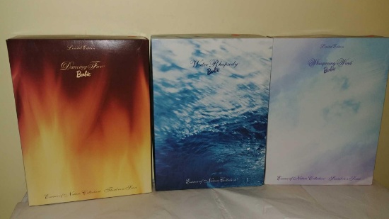 Lot of 3 Essence of Nature Collection Barbies. Water Rhapsody, Whispering Wind, Dancing Fire