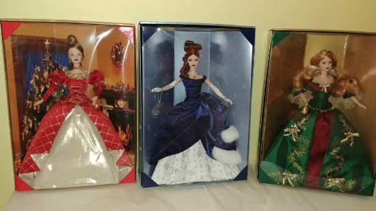 Three Holiday Treasure Barbies 1999, 2000 and 2001