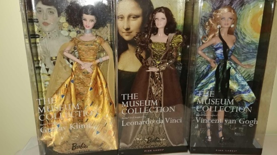 Gustav Klimt, Leonardo da Vinci, Vincent van Gogh 3 Museum Collection dolls
