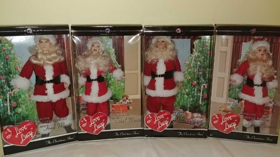 Four I Love Lucy Christmas Show Barbie Dolls
