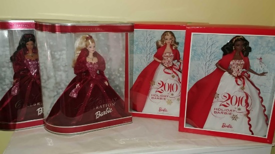 2 Holiday Celebration and 2 2010 Holiday Barbies