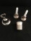Sterling Candlesticks that are Salt & Pepper Shakers; Bell; Thimble Shot Glass Engraved Only A