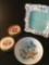 2 Needlepoint Coasters; Unmarked Chipped Bowl & Floral Picture Frame