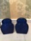 Pair of blue Blenko owl bookends