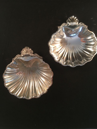 2 Silver on Copper Shell Bowls
