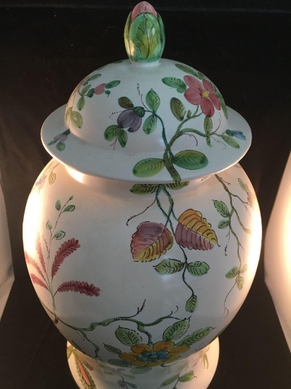 Italian Floral Pottery Urn 16 Inches