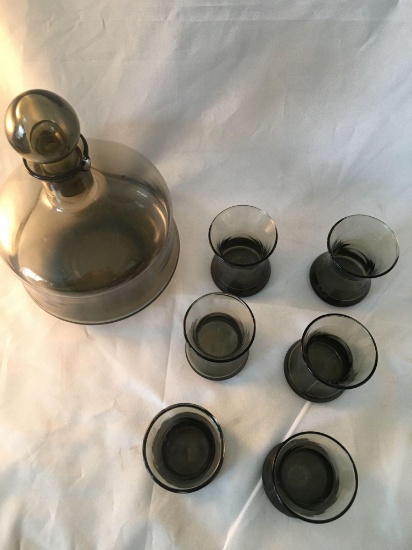 Black Glass Decanter and Glass Set