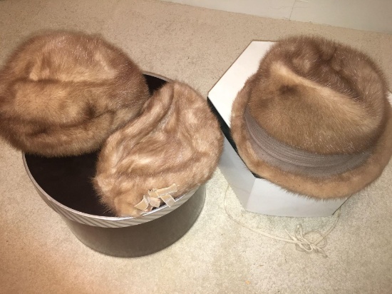 3 Mink Hats Excellent Condition