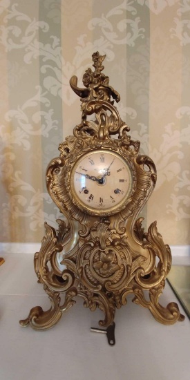 Rococo Italian style brass clock - 20 inches tall