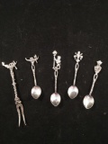 5 Piece Sterling Silver - 1 Pickle Fork; 3 Salt Spoons