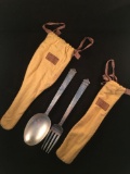 Tiffany & Co New York Sterling Silver Serving Spoon and Fork With Original Bags Monogrammed ERC