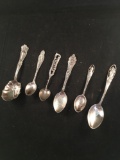 Assorted Sterling Silver Spoons 6 -Plymouth MA; Nashville TN; Texas; Roanoke VA; San Francisco;