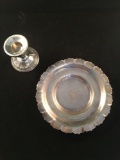 Sterling Silver Candlestick and Monogrammed Plate ERMCQ