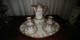 Prussia chocolate set. 4 cups, saucers, chocolate potband tray.