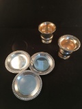 Silver on Copper 5 Piece - 3 Coasters; 2 Condiment Pieces One Monogramed MCQ