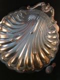 Silver Plated 16 Inch Shell Serving Piece and Spoon Rest