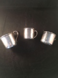 3 Handled Sterling Silver Baby Cups 2 Monogrammed Spelled Elinor, Eleanor & ECMCQ