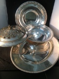 Assorted Plated Silver 5 Serving Pieces