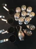 15 Pieces Assorted Plates Silver - 8 Goblet After Dinner or Taost Glasses; 4 Candle or Condiment
