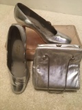 Vintage Saks Fifth Avenue Silver Shoes and Handbag