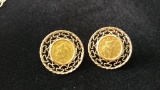 1843 Two dollar and fifty cent piece gold piece mounted in a 14kt,