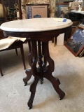 Oval Eastlake marble top table