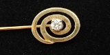 14 kt, y/g diamond stick pin