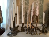 Lot of brass candlesticks