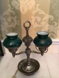 Child size antique lamp. Green shades