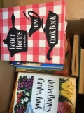 Box of vintage cookbooks