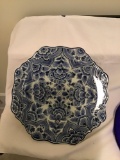 Two large platters. Delft and stunning purple platter